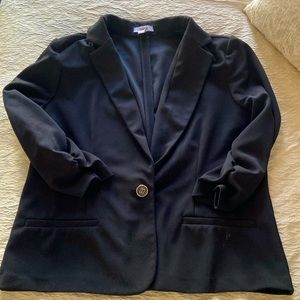 Bar iii black one button blazer w/ruched sleeve Sz 8